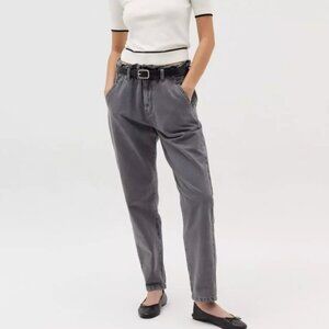 Pacsun Women's Denim Gray Jeans High-Waisted Straight-leg Paperbag Waist Sz 28